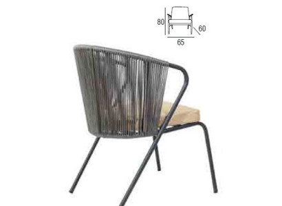 Stuhl mit weichem Edelstahlbein und runder grauer Rückenlehne